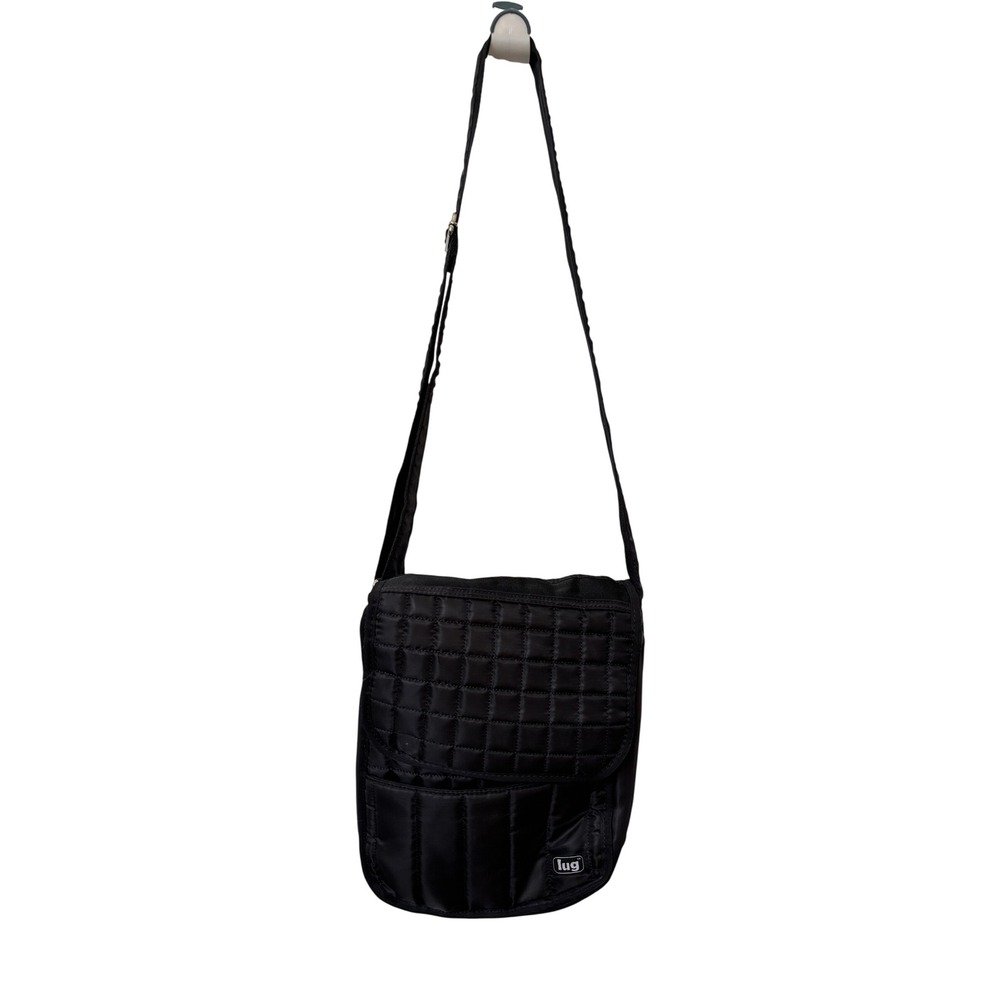 Lug Moped Day Pack Black Quilted Crossbody Messenger Bag Travel Organizer